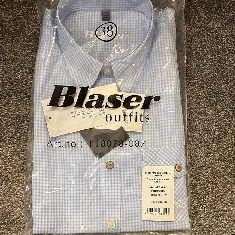 Ladies Light Blue Check button downShirt